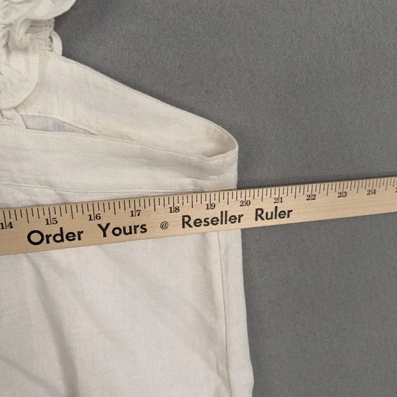 J Crew Shirt Womens Large White Linen Blend Ruffle Strap Button Front Tank - Picture 11 of 13